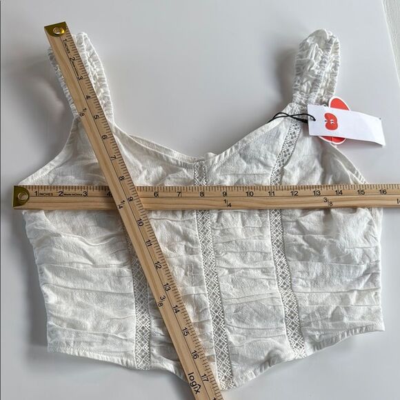 Cider White Fitted Crop Bustier Tank Top Size Medium Sexy Demure Cotton - Picture 6 of 6